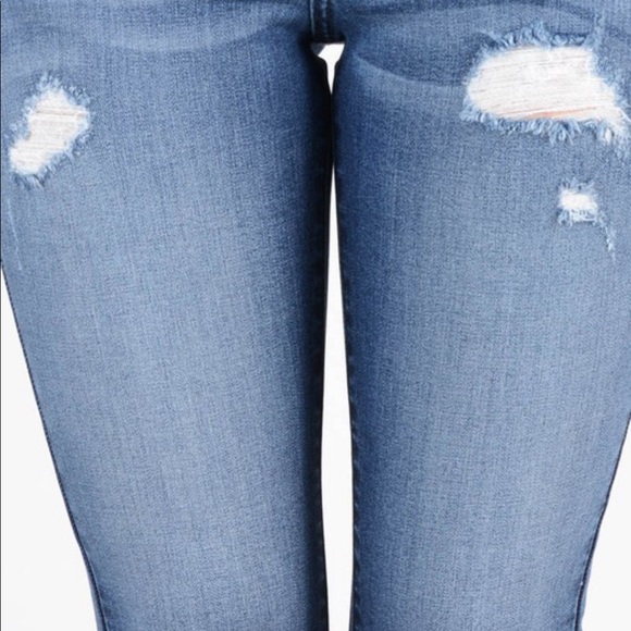 KANCAN NEW‼️FADED DENIM DISTRESSED angular fringe - Jeans - Picture 5 of 5